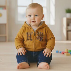 Tommy Hilfiger Mustard Yellow Sherpa Zip-Up Hoodie Jacket 6-9 Months